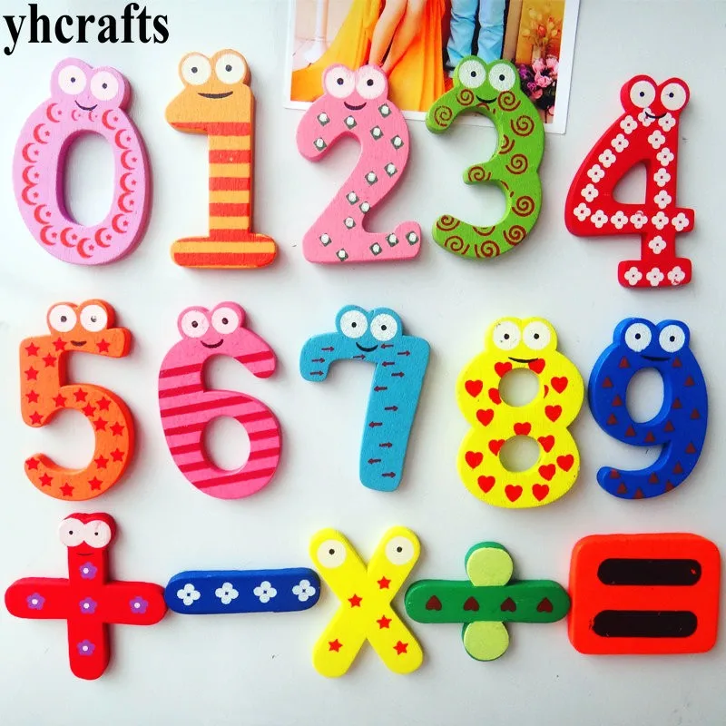 

150PCS/LOT.0-9 numbers math symbol wood fridge magnet Early learning educational toys Math number learning Teach your own Self