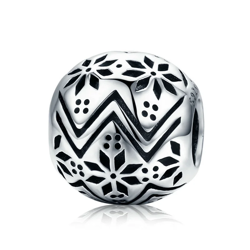 Зимний стиль, 925 пробы, серебряный, элегантный, красивый, снежинка, бисер, подвеска, подходит к оригиналу, Пандора, браслет, ювелирные изделия с бриллиантами - Цвет: SCC551