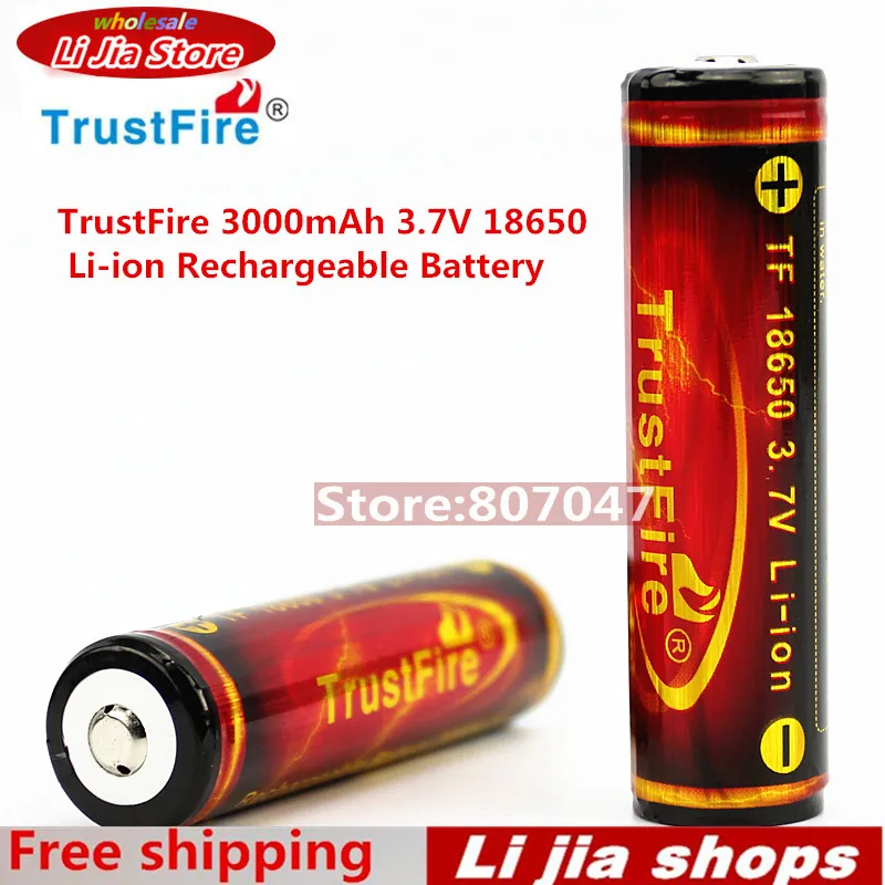 1 шт. TrustFire 3000mAh 3,7 V 18650 литий-ионная аккумуляторная батарея для светодиодный фонарь