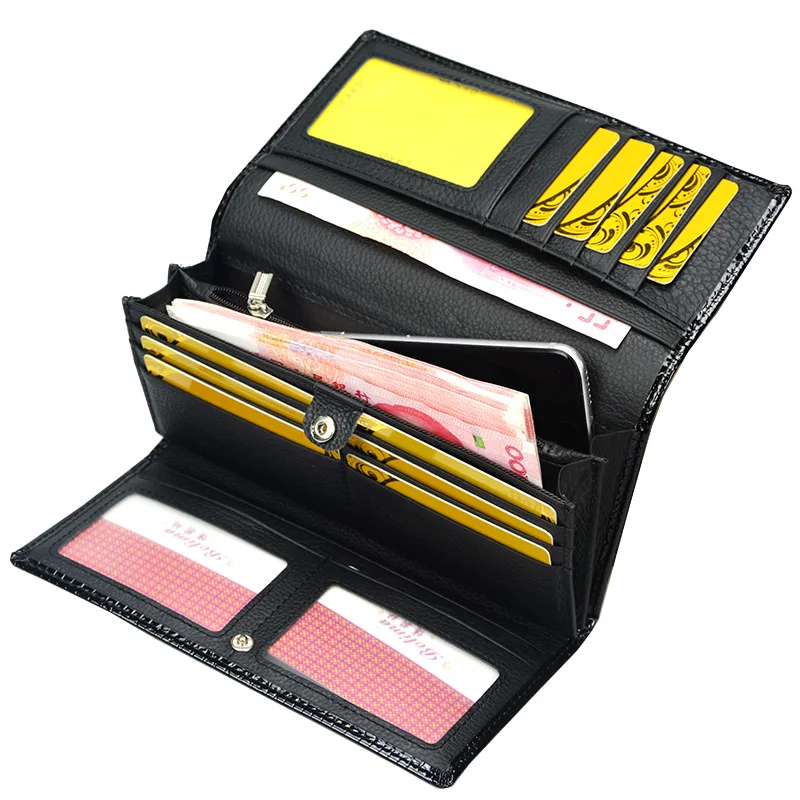 

Women Trifold Genuine Leather Wallet Female Crocodile Clutch Purse Bag for Coin Brand Leather Money Bag Wallet Women Card Holder