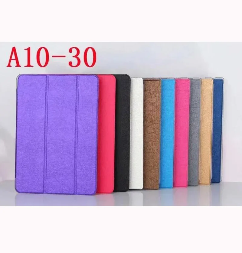 

3-Folder Stand Silk Print Pattern Back Transparent Leather Cases Cover For Lenovo Tab 2 A10 A10-30 A10-30F X30F 10.1" Tablet