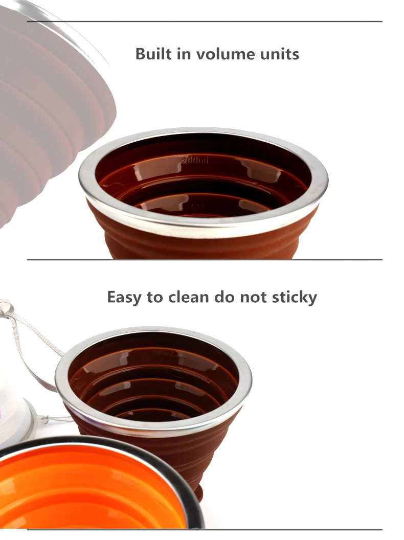 Folding Cup 270ml Outdoor Folding Coffee Cup Travel Mini Coffee Cups With LanyardLid Retractable Travel  Portable Gargle Cup (11)