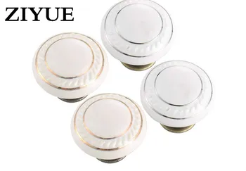 

2PCS/LOT Free Shipping European Classical Garden Ceramic Cabinet Drawer Bronze White Gold Line Circular Single Hole