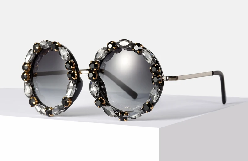 Ralferty алмазные хрустальные Солнцезащитные очки женские роскошные круглые солнцезащитные очки для женщин со стразами пляжные очки для отдыха аксессуары G013