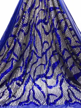 

Tassels Sequins Style African Net Lace Elastic Fabrics 2019 High Quality Sequined Embroidered Mesh Lace Material Wedding Fabrics