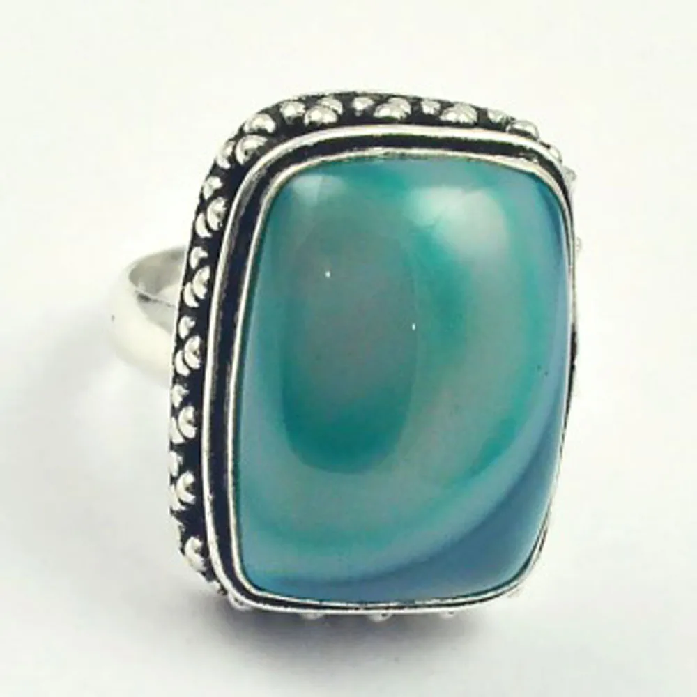 

Botswana Agates Ring Silver Overlay over Copper, USA Size 7.75 , R4220