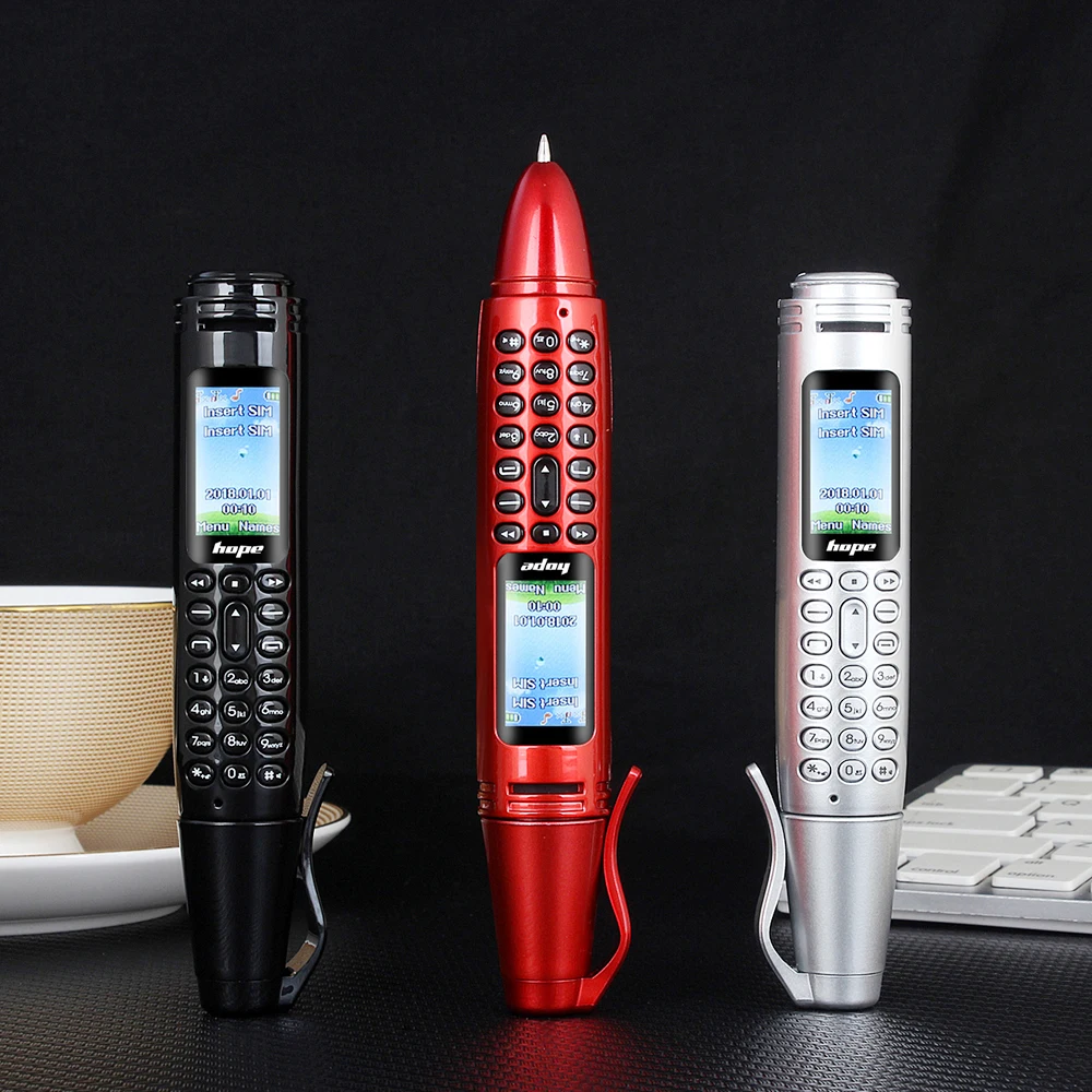 Mini Pen Cellphone 0.96" Tiny Screen Flashlight Bluetooth Dialer Dual SIM Camera Mobile Phones with Recording russian language