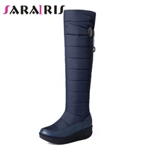 SARAIRIS/женские высокие сапоги выше колена, зимняя меховая обувь на толстой плоской платформе, женские зимние сапоги, Botas Mujer, большие размеры 35-44