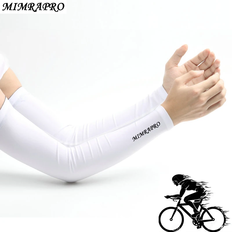 MIMRAPRO Sports Safety Arm Warmers Breathable Cycling Arm Sleeve White