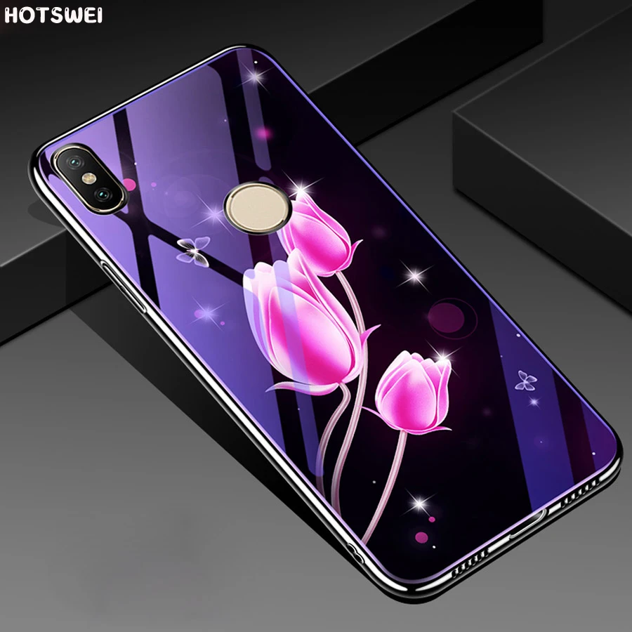 

For Xiaomi Mi A2 / Mi A2 Lite Case Luxury Tempered Glass + Soft TPU Frame Full Protective Case for Xiaomi Mi A2 miA2 Lite Cover