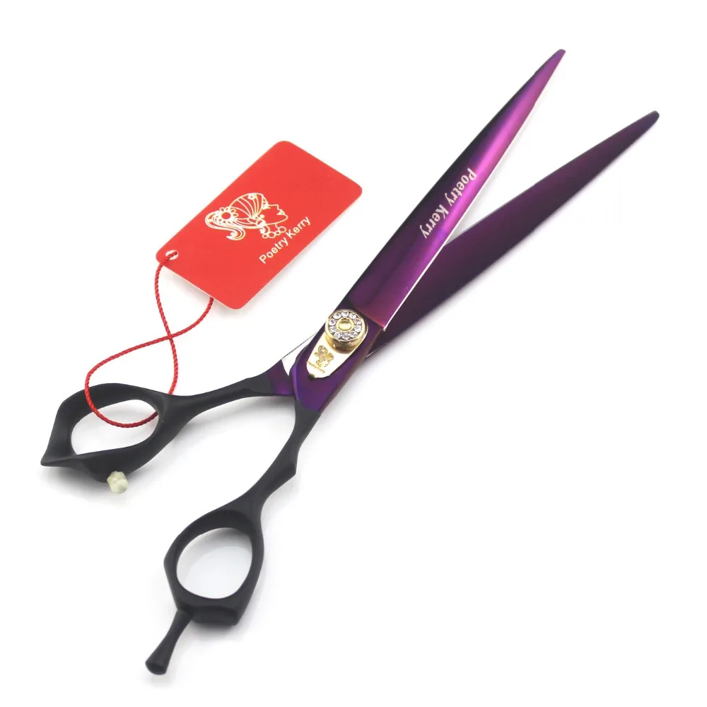 

8.0 inch purple high-grade imported 440C black handle hairdressing scissors durable durable personality scissors