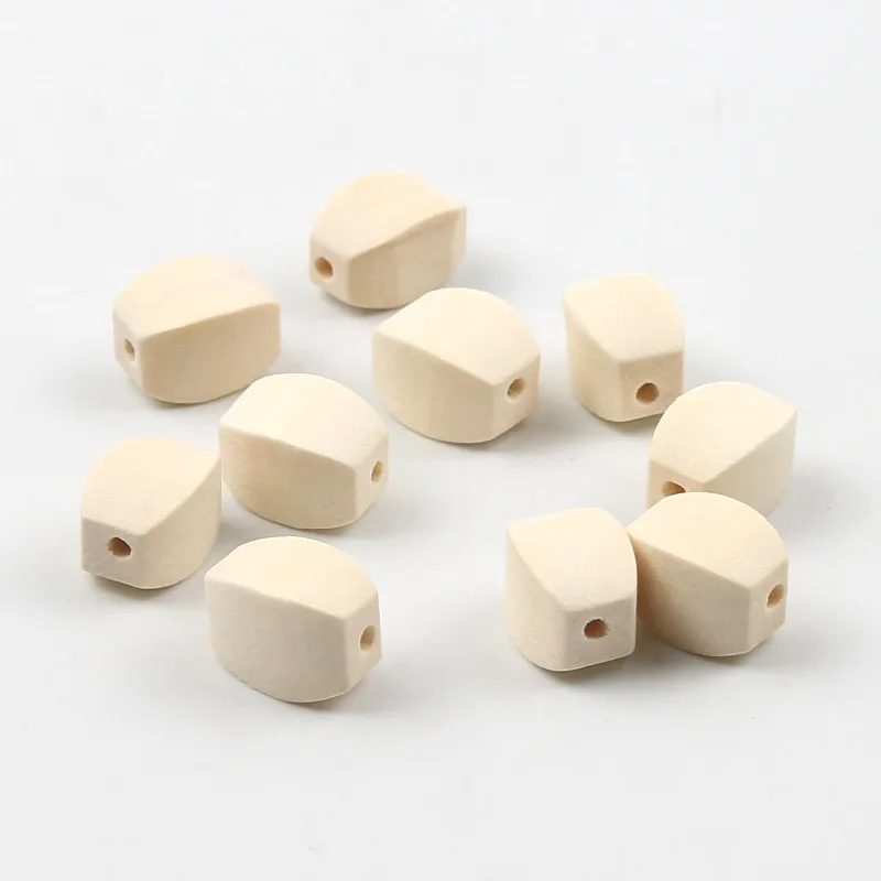 

30PCS Wood Color Wooden Beads DIY Cubic Loose Beads Production Creative Handmade Jewelry Accessories 9x13mm