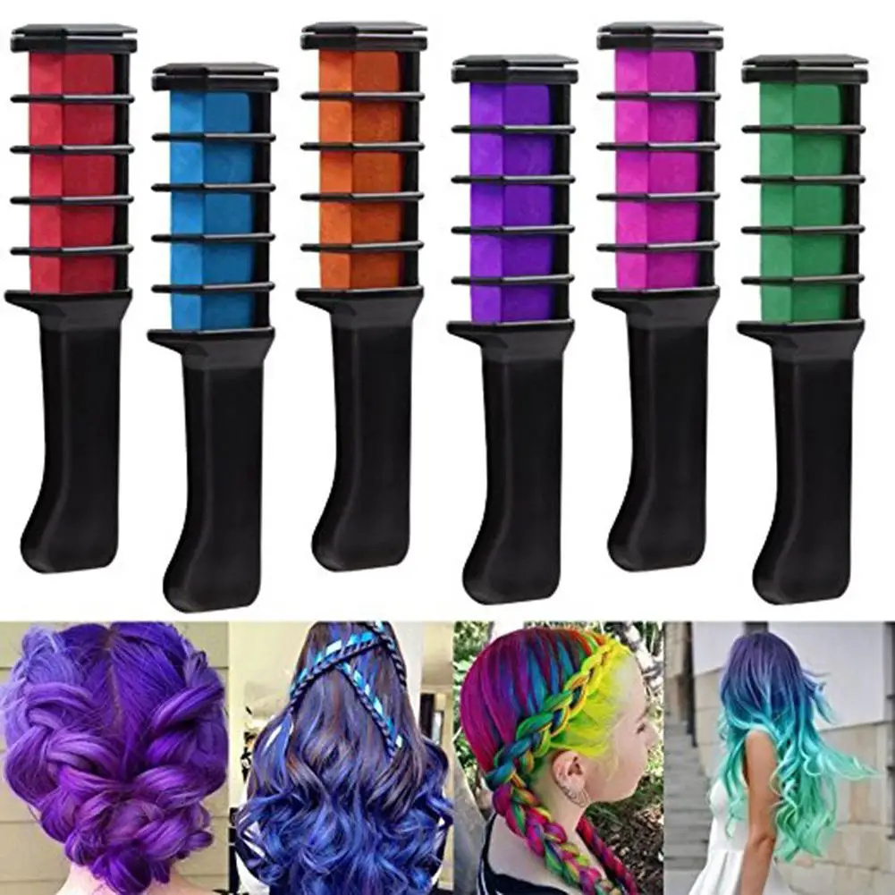 HobbyLane 6 шт Одноразовая расческа для окрашивания волос 6-цветные мелки для окрашивания волос для временной окраски волос