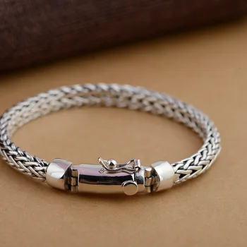 

S925 pure silver bracelet hand-woven personality male money bracelet