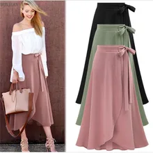 Saia/юбка из натурального хлопка и женская,,, Женская Осенняя новинка, с высокой талией, с разрезом, большие размеры