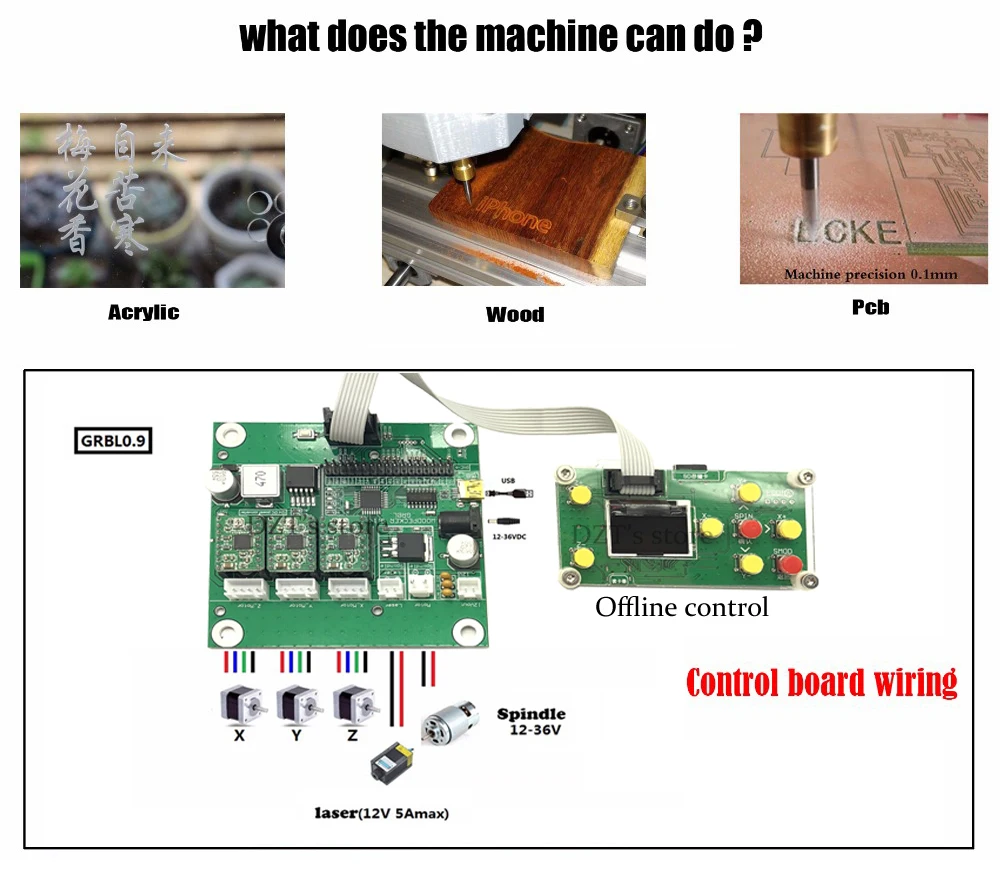 CNC 1810 GRBL управления Diy Мини ЧПУ машина, 3 оси pcb фрезерный станок, древесины маршрутизатор лазерная гравировка