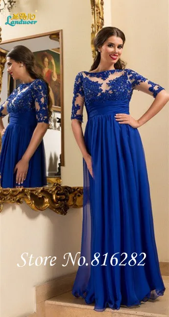 floor length blue gown