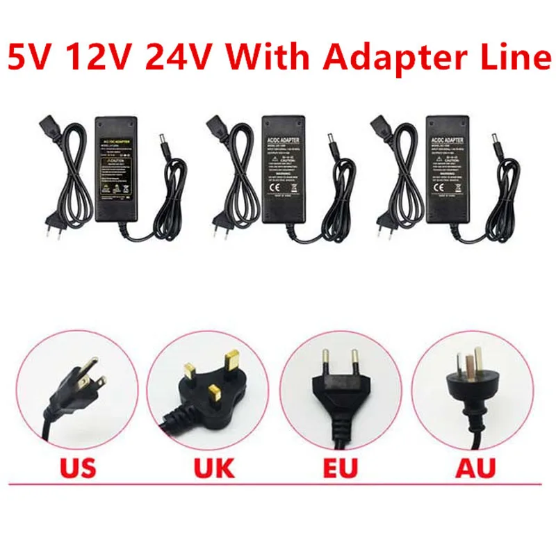 AC DC 5V 12V 24 V источник питания 2A 3A 5A 6A адаптер 5 12 24 V блок питания 220V до 12V 5V 24 V Трансформаторы освещения