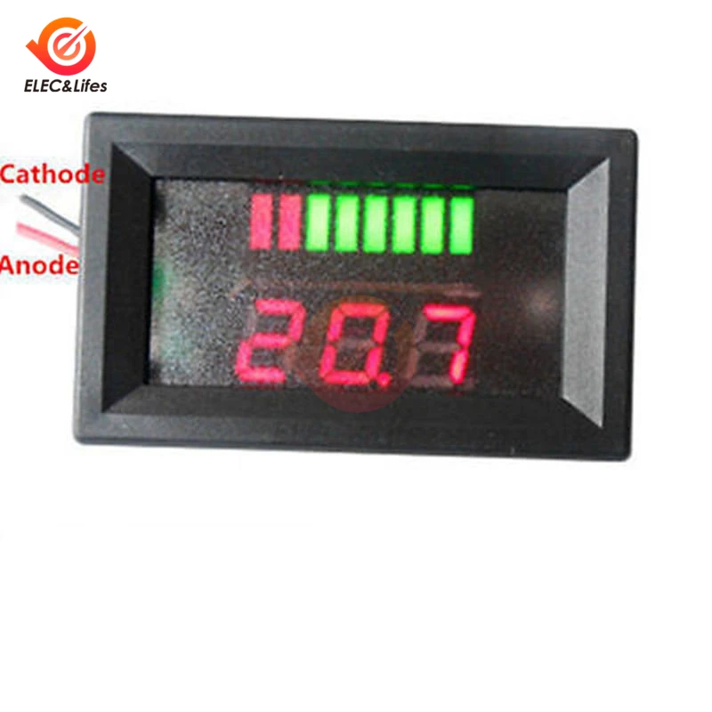 12V Car Lead Acid Battery Charge Level Indicator Battery Tester Lithium Battery Capacity Meter Dual LED Tester Digital Voltmeter