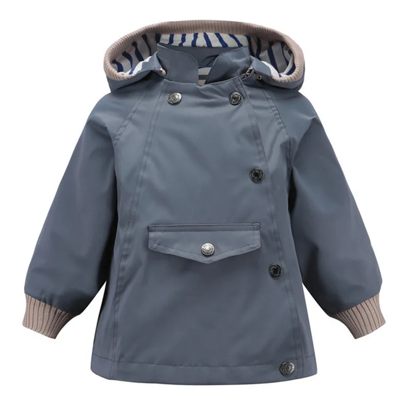Весенняя детская непромокаемая и ветрозащитная верхняя одежда и пальто, верхняя одежда с капюшоном для мальчиков, отстегивающиеся пальто, Повседневные Удобные куртки для девочек - Цвет: Dark Blue