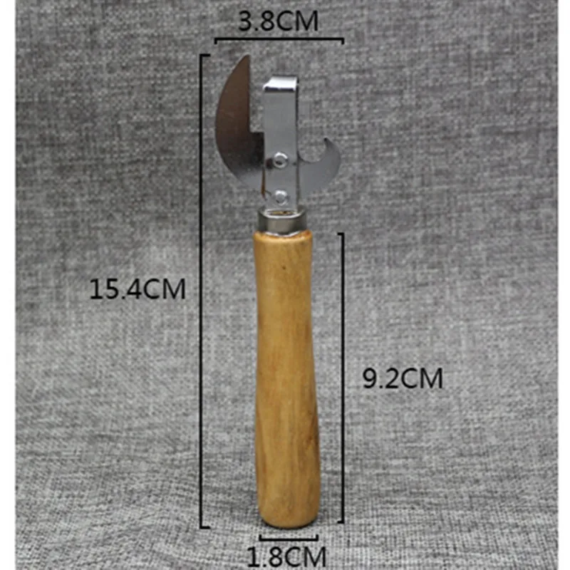 Консервный нож с деревянной ручкой, консервный нож, кухонный инструмент, металлическое покрытие, открывалка для пивных бутылок