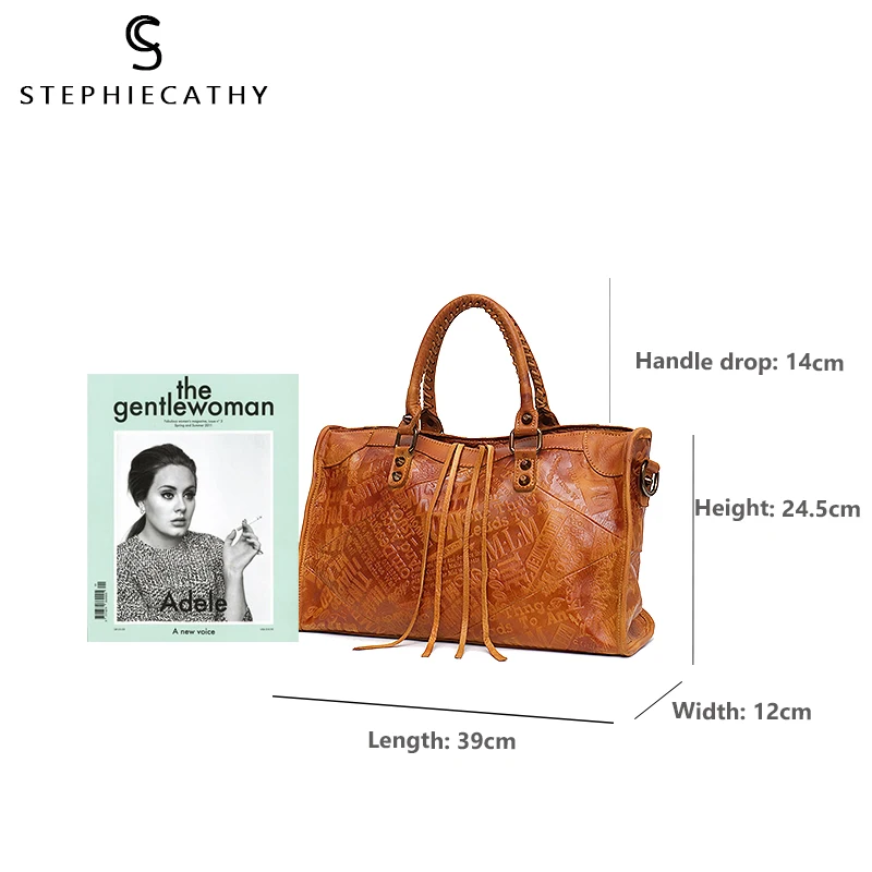  SC Large Women Leather Bags Female Retro Vintage Italian Leather Shoulder Tote Bag for Girls Large 