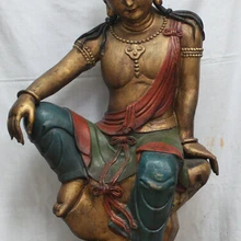 Xd 002927 3" Китай Китайский Буддизм Бронзовый Сиденья Кван-инь Гуань Инь Богиня Статуя