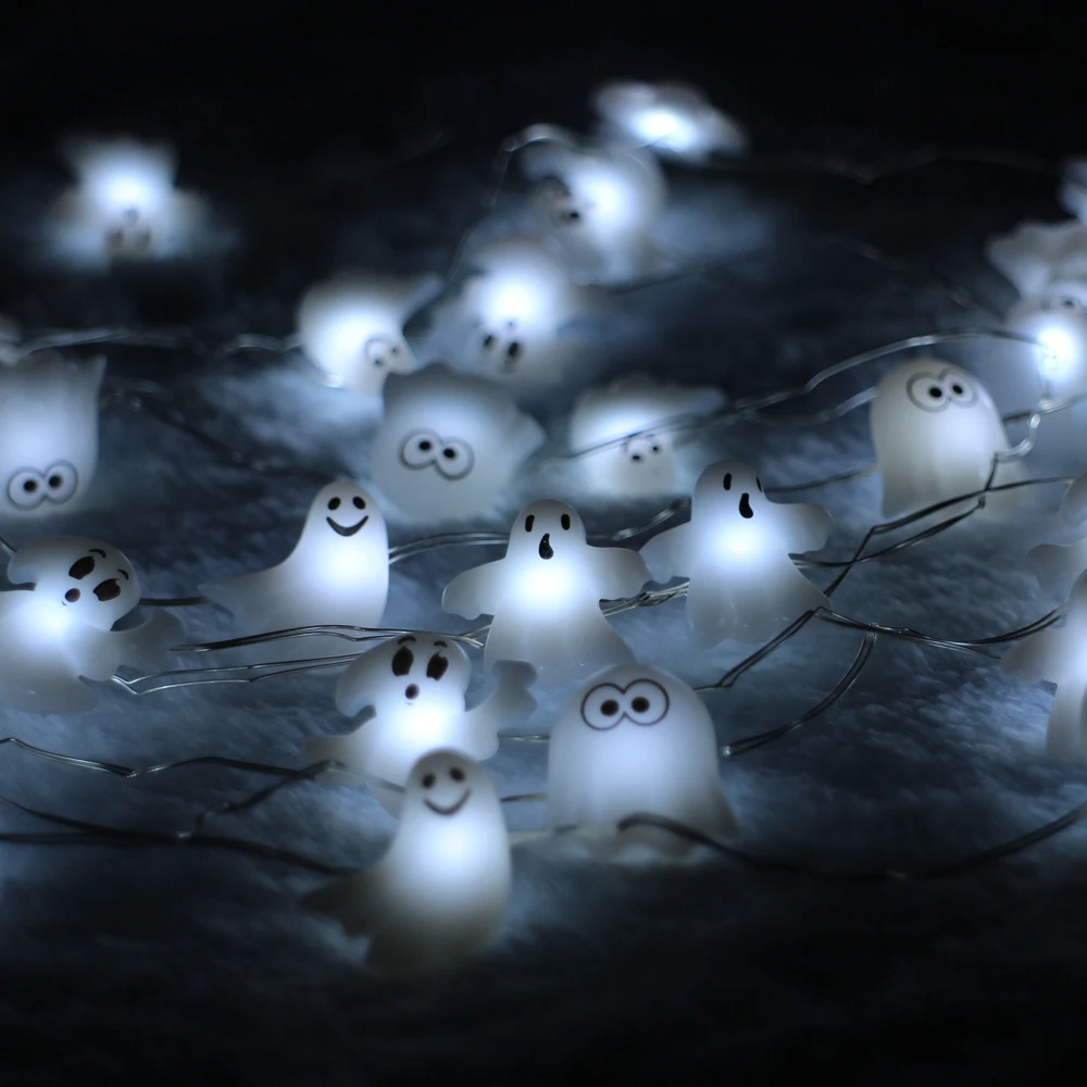 battery operated 3m 10ft 40led skull ghost shaped led string lights decoration halloween indoor outdoor lights