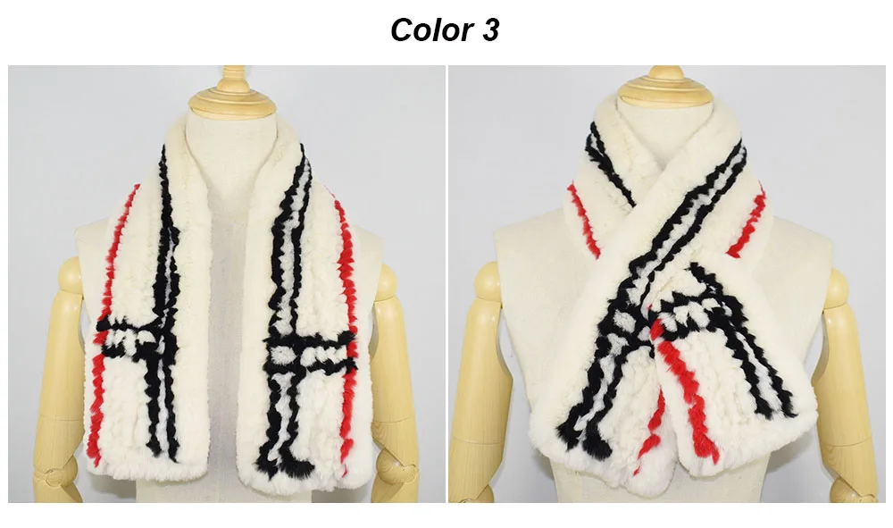 rex rabbit fur scarf plaid color 3