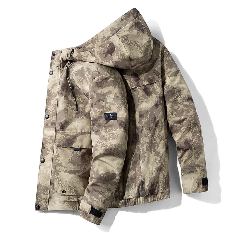 

Camo Hooded Jacket Men's New Loose Large Size 4XL Tooling Coat Men's Fashion High Quality Casual Tooling Jacket
