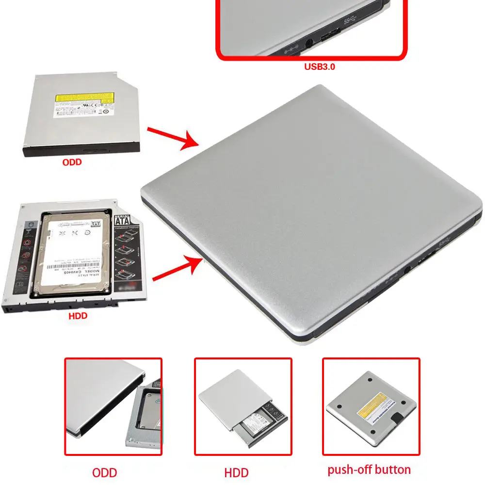 USB кабель для зарядного устройства + горячий серебряный 3 0 Супер тонкий SATA 12 7 мм Blu