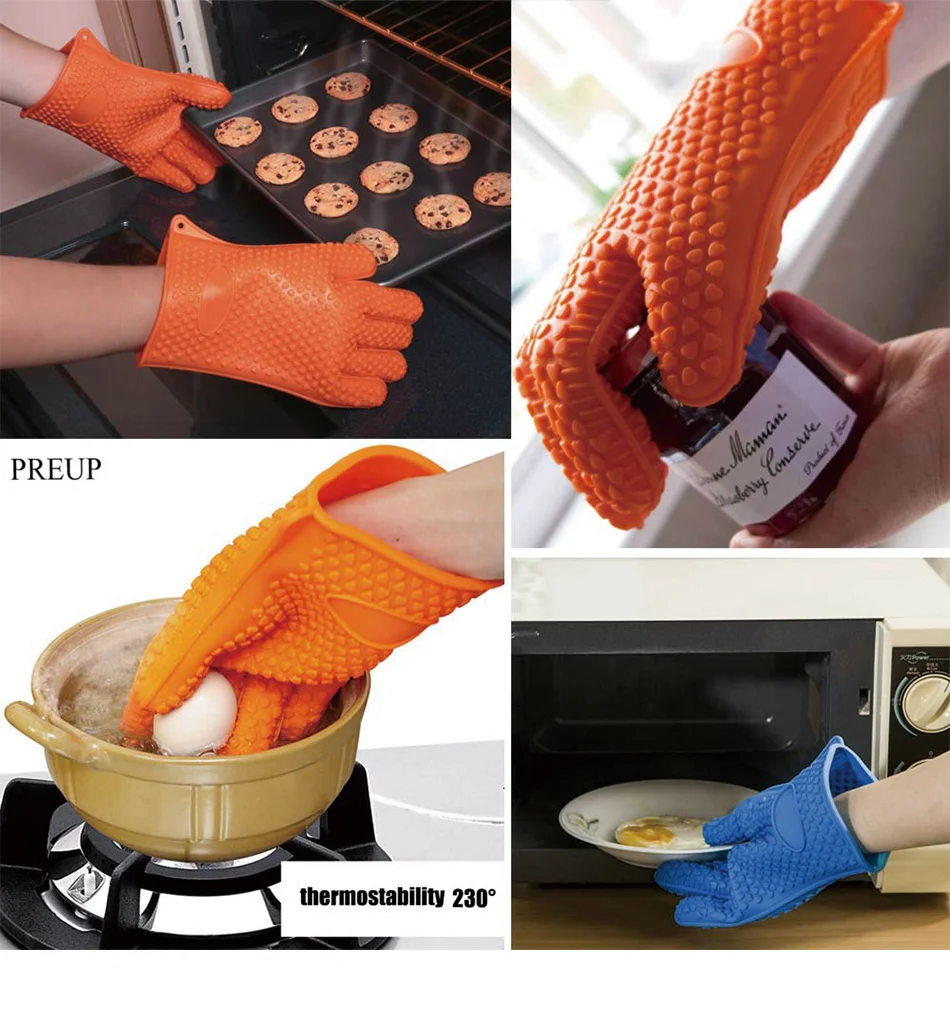 1 шт., силиконовые термостойкие перчатки, многофункциональные Прихватки для духовки, перчатки для барбекю, кухонные прихватки, перчатки для приготовления пищи, толстые перчатки для выпечки