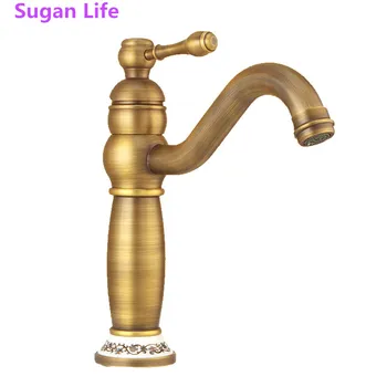 

NEW Waterfall Basin Faucet Bathroom Cold And Hot Water Tap Antique Brass Luxury Europe Style Single Handle Mixing Tap Faucet
