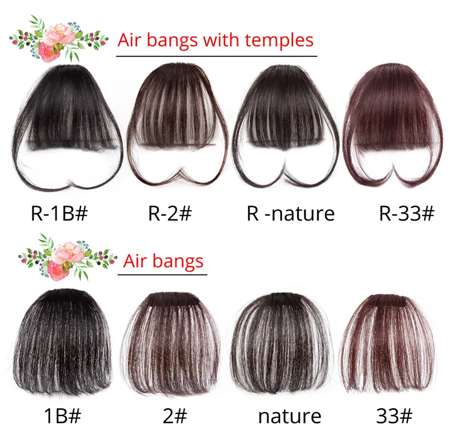 Alileader Air плоский челка бахрома наращивание волос настоящие волосы ощущение поддельные волосы кусок с боковыми заушниками черные женские челки могут быть окрашены