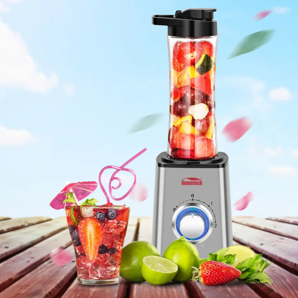  Hometech HS-05 Sports Personal Blender 300W Smoothie Maker Shake Mixer Stainless Steel with BPA Free TRITAN 600ml Bottle Include 