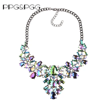 

PPG&PGG Unique Party Geometric Shiny Crystal Choker Necklace New Statement Necklace Fashion Jewelry