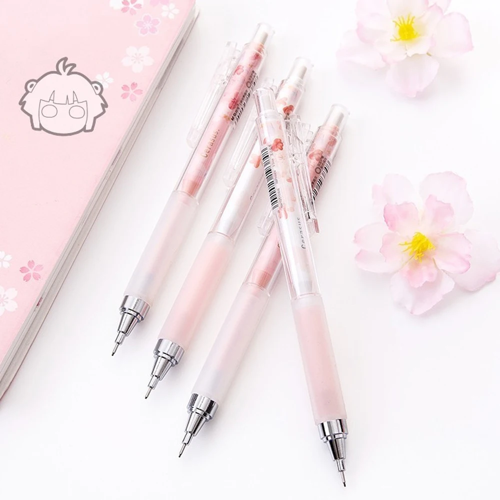 0.5mm Japan Lovely Cherry Blossoms Automatic Pencil Kawaii Plastic Mechanical Pencils For Kids Gifts Student Supplies Stationery