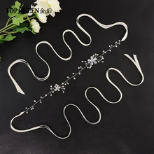 TOPQUEEN SH160 свадебные ленты с чистым цветком из горного хрусталя свадебный пояс для невесты Свадебные аксессуары серебряный пояс элегантный