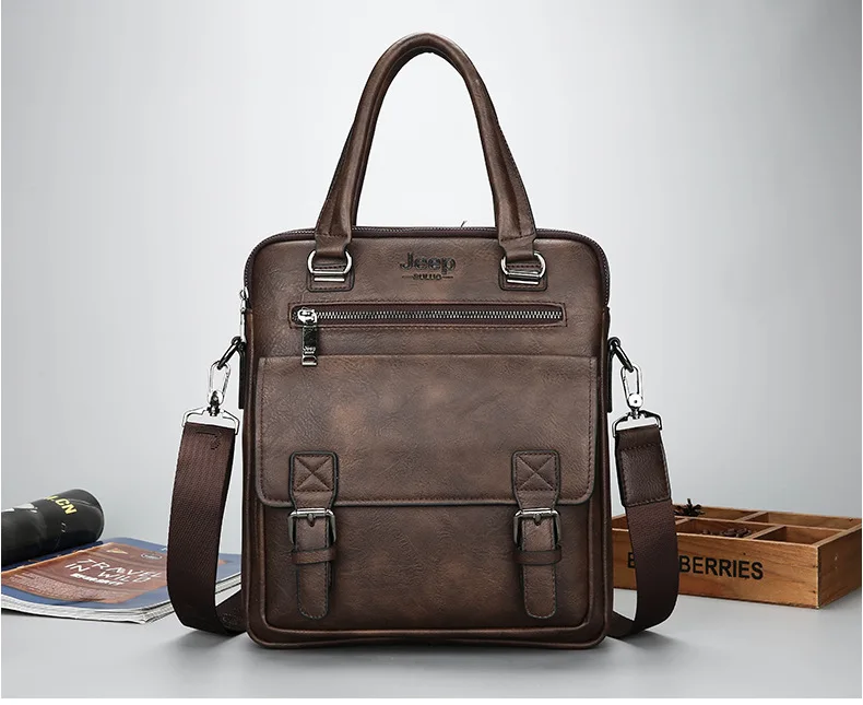 ZYJ Men Business Travel Leather Laptop Briefcase Male Bags Causal Sling Messenger Shoulder Portfolio Briefcase Bag Handbag Bolsa (25)