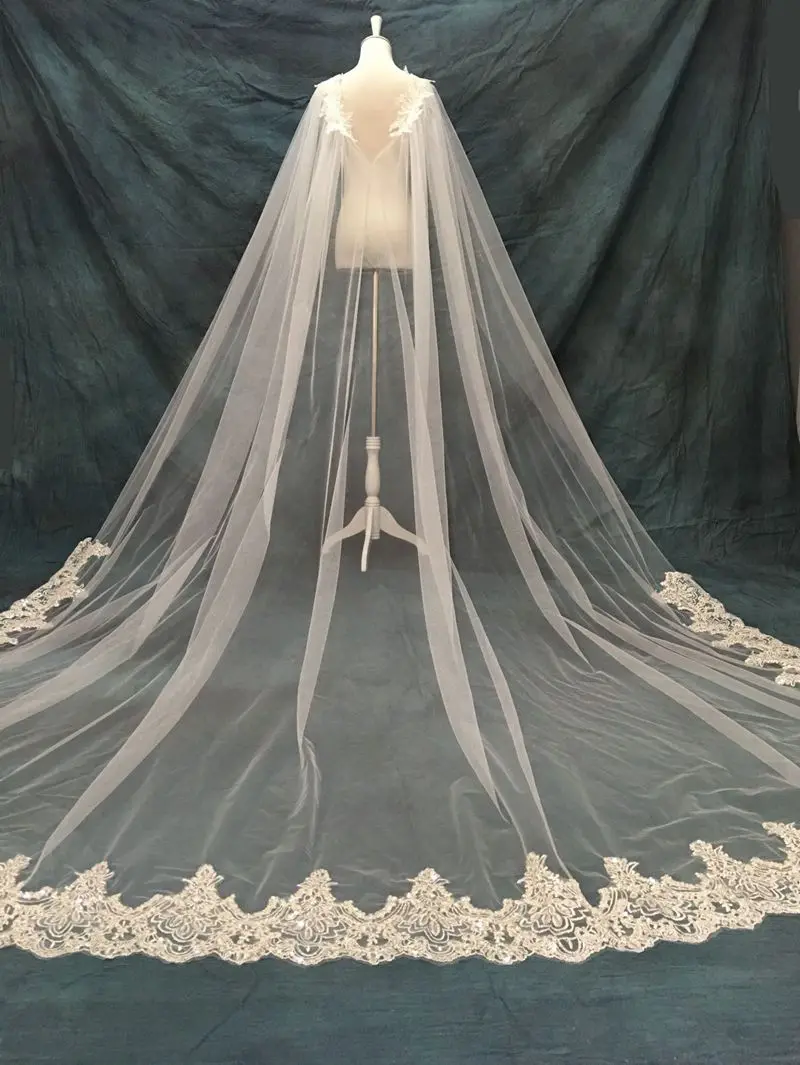 Wedding cape - White Bridal Lace cape veil - wedding bolero-, Wedding Cape Veil, Modern Veil, cape mariage