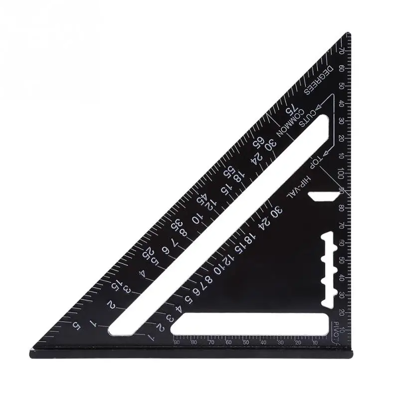 7 дюймов треугольник угломер метрический алюминиевый сплав черный окисление кровельный треугольник угломер макет руководство Лидер продаж