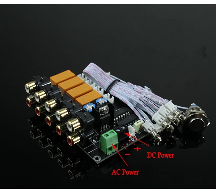 AC/DC 4 input 1 output Audio Input Signal Selector Relay Board Stereo Signal Switching Amplifier Board RCA For Speakers stereo amplifier