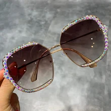 2019 sunglasses women  Luxury Rhinestone square Sun glasses clear lens Oversized men sunglasses Vintage Shades  