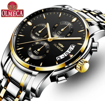 

OLMECA 0826M Relogio Masculino Men Watch Luxury Watches 3ATM Waterproof Clock Chronograph Wristwatch Stainless Steel Band