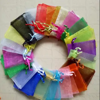 

2018 100pcs 18 colors Drawable Small Organza Bag Favor Wedding Christmas Gift Bags Jewelry Packaging lace Pouches free shipping