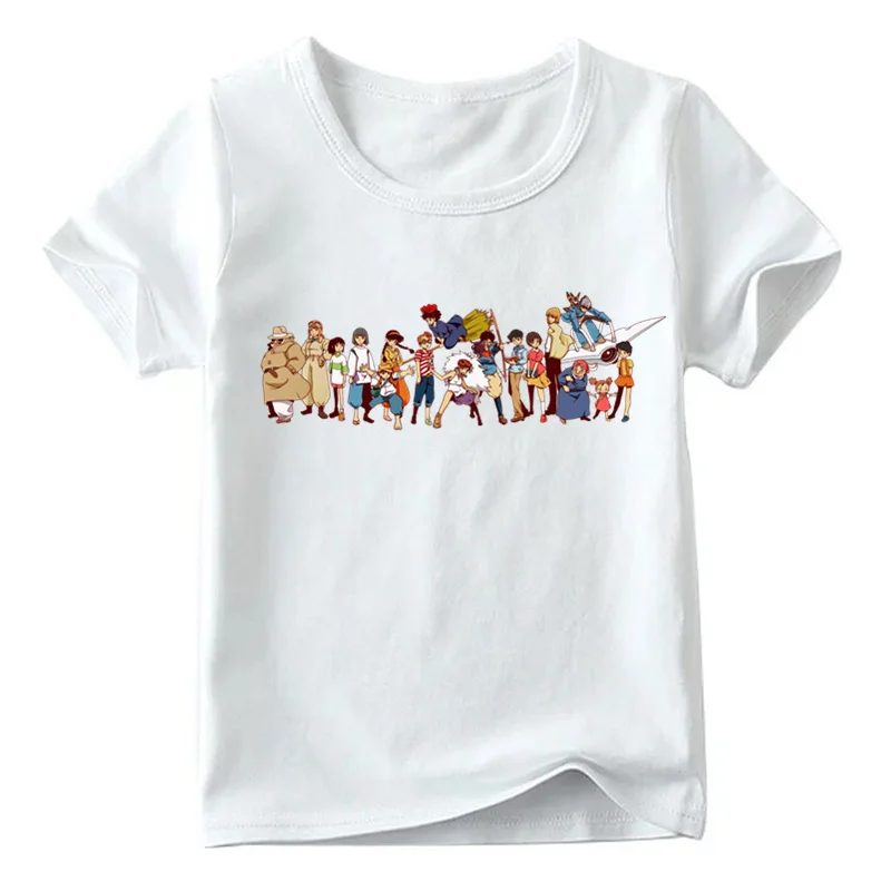 Футболка с принтом японского аниме, для мальчиков и девочек, с унесенным спиром, детские летние белые топы, детская забавная футболка с рисунком Тоторо, ooo2418