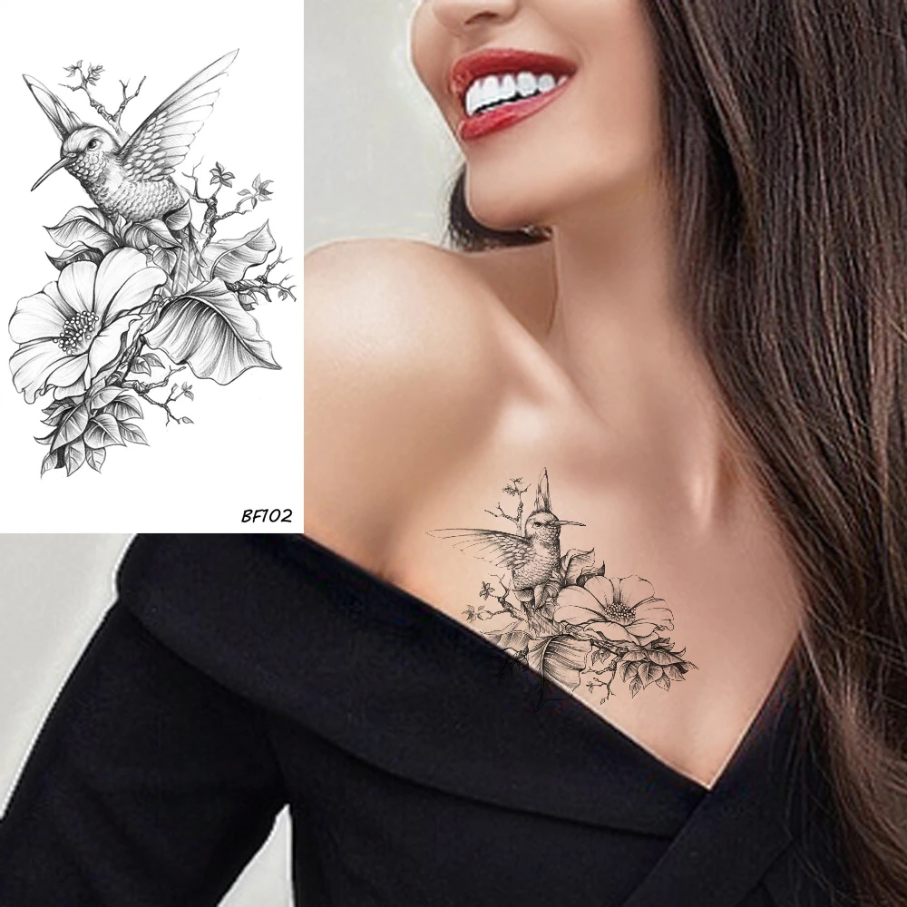 Tatouage Plume Oiseaux Qui S envolent Wars KIRS Tatouage Temporaire 3D Étanche pour Femme, Croquis Crayon,  Colibri, Floral, Poitrine, Oiseaux, Bras, Bol | AliExpress