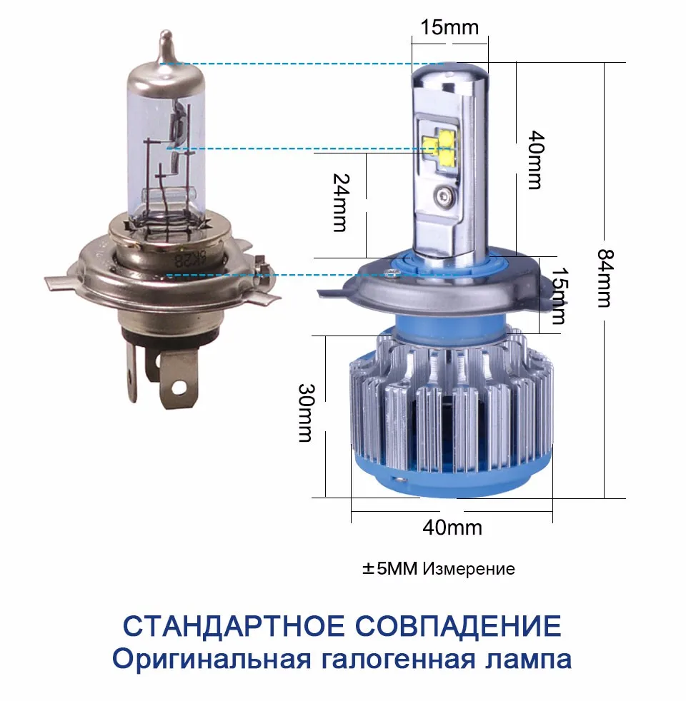 TC-X 2 лампы/комплект Свет автомобиля H4 Hi Lo луч светодиодные фары лампы H7 H1 H11 9006 9005 H27/880 авто лампы фары 6000 К свет