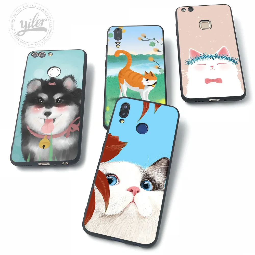 Милый чехол с кошкой и собакой для Huawei NOVA 3 чехлы P30 P20 lite Pro P8 P9 P10 P Smart 2019 3i