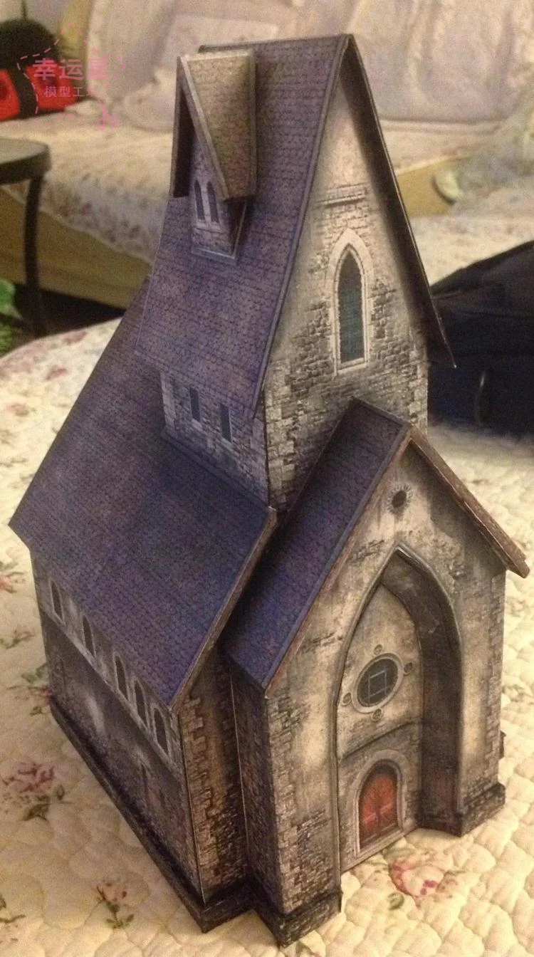 3D бумажная модель средневековых домов 1: 87 Лесная часовня сделай сам ручная